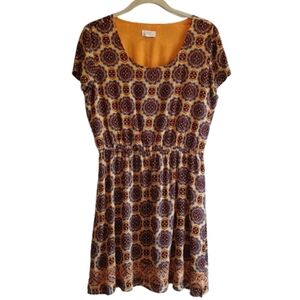 Market &‎ Spruce Women's Medallion Print A-Line Dress  Elastic Waist Boho Chic